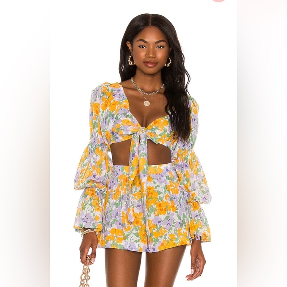 Tularosa Tops - Tularosa Lydia Top and Lydia shorts set in periwinkle floral